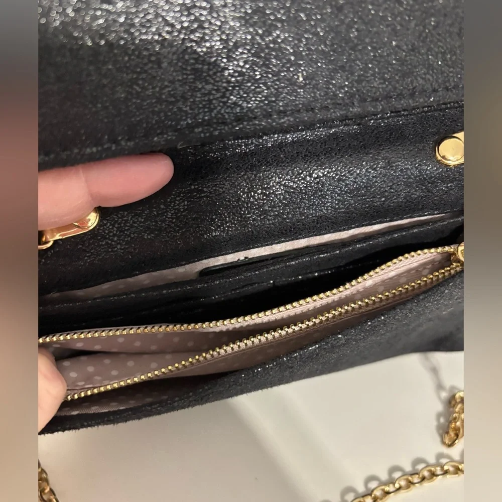 Urban Expressions Black Vegan Leather Wallet on Chain Crossbody Clutch